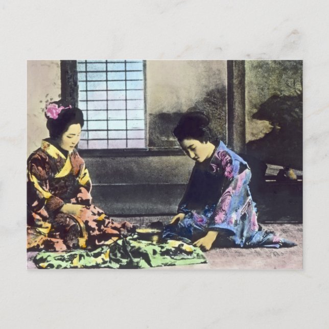 Vintage Japanese The Seamstress Magic Lantern Postcard (Front)