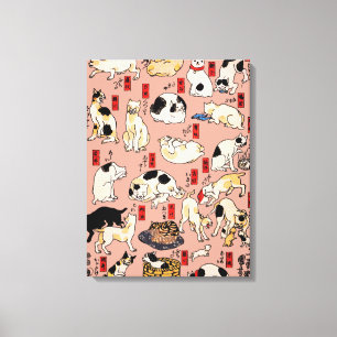 Vintage Japanese Ukiyo-e Cat Pattern: Kuniyoshi Canvas Print