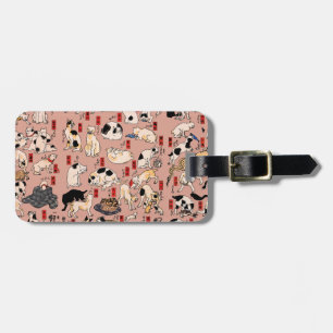 Vintage Japanese Ukiyo-e Cat Pattern: Kuniyoshi Luggage Tag