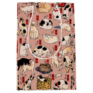 Vintage Japanese Ukiyo-e Cat Pattern: Kuniyoshi Medium Gift Bag