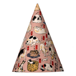 Vintage Japanese Ukiyo-e Cat Pattern: Kuniyoshi Party Hat