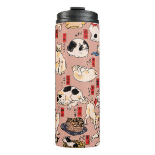 Vintage Japanese Ukiyo-e Cat Pattern: Kuniyoshi Thermal Tumbler
