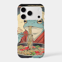 Vintage Japanese Ukiyo-e Style Frog Eating Ramen 