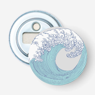 Vintage Japanese Ukiyo-e Surf Wave Art Blue Coast Bottle Opener