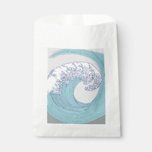 Vintage Japanese Ukiyo-e Surf Wave Art Blue Coast Favour Bags