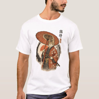 Vintage Japanese Ukiyo-e Woodblock Tabby Cat T-Shirt