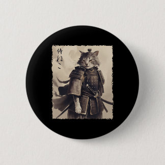 Vintage Japanese Ukiyuo-e Art Of Samurai Cat Kitte 6 Cm Round Badge