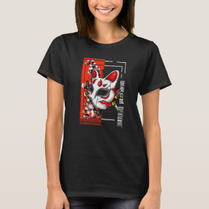 Vintage Japanese Urban Style Retro Masked Fox Oni  T-Shirt