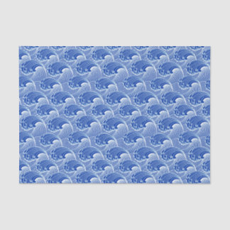 Vintage Japanese Waves, Cobalt Blue and White Tissue Paper