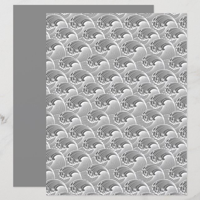 Vintage Japanese Waves, Grey / Grey and White (Front/Back)