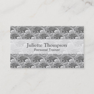 Vintage Japanese Waves, Grey / Grey and White Business Card