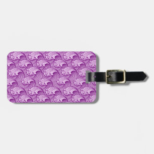 Vintage Japanese Waves, Twilight Purple and Lilac  Luggage Tag