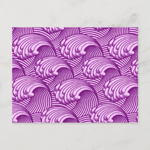 Vintage Japanese Waves, Twilight Purple and Lilac Postcard