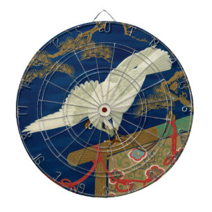 Vintage Japanese White Hawk Art G.A. Audsley Dartboard