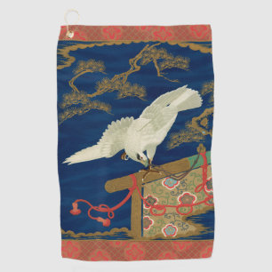 Vintage Japanese White Hawk Art G.A. Audsley Golf Towel