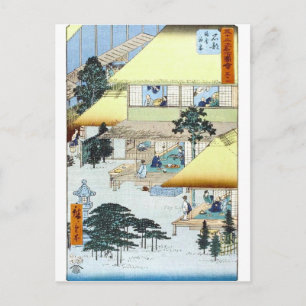 Vintage Japanese Winter Woodblock Art Ukiyo-e Postcard
