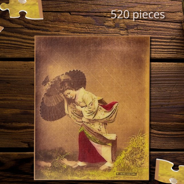 Vintage Japanese woman in the wind  Jigsaw Puzzle (Creator Uploaded)