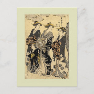 Vintage Japanese woodblock Postcard