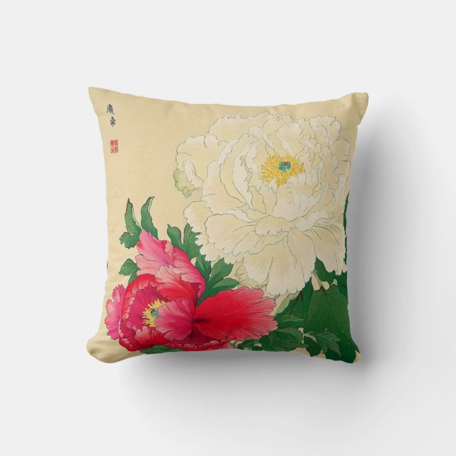 Vintage Japanese Woodblock Print Image Pillow (Front)