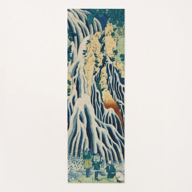 Vintage Japanese Woodblock Waterfall Kirifuri Yoga Mat (Front)