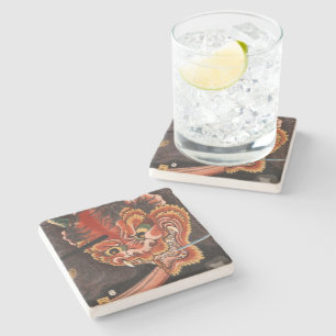 Vintage Japanese Yokai Oni King Fine Art Stone Coaster