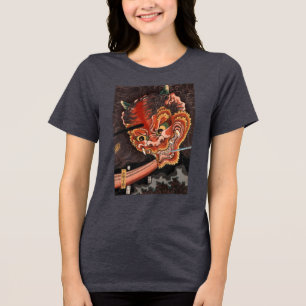 Vintage Japanese Yokai Oni King Fine Art Tri-Blend Shirt