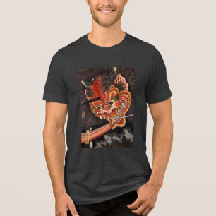 Vintage Japanese Yokai Oni King Fine Art Tri-Blend Shirt