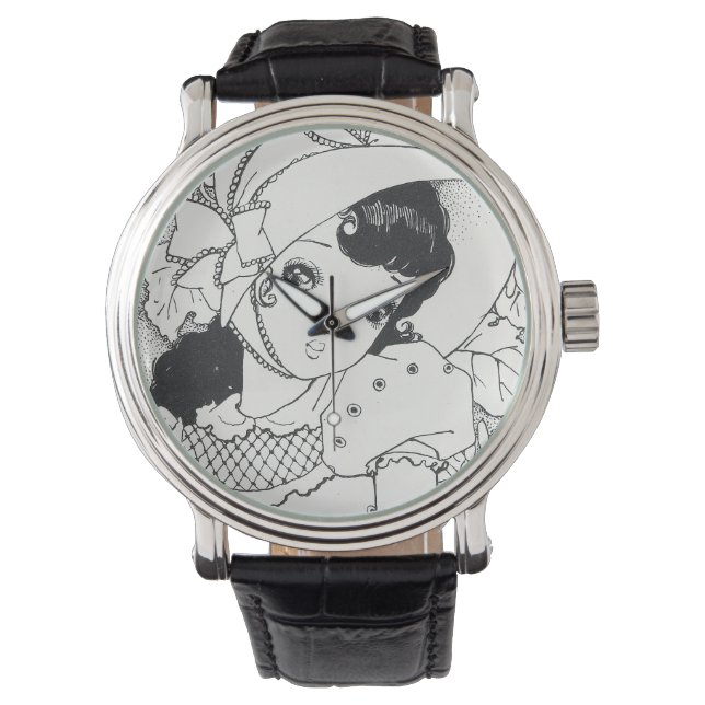 Vintage japaneses manga kawaii girl ink tattoo watch (Front)