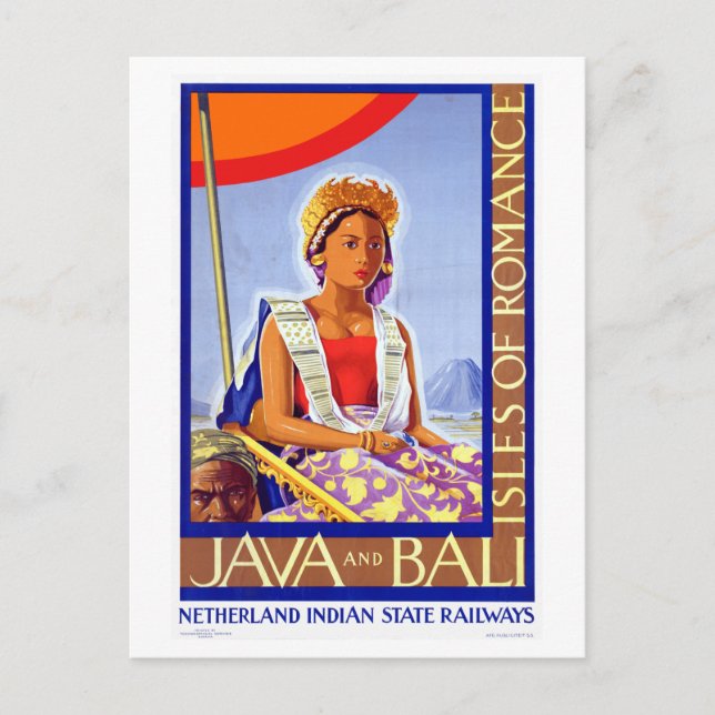 Vintage Java Bali Indonesia Travel Postcard (Front)