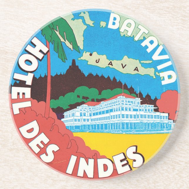 Vintage Java Travel Advertisement Coaster (Front)