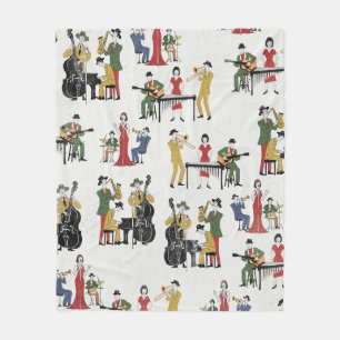 Vintage Jazz Band Fleece Blanket
