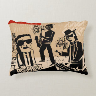 Vintage Jazz Band Poster: Cool Design Decorative Cushion