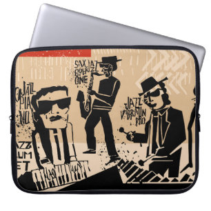 Vintage Jazz Band Poster: Cool Design Laptop Sleeve