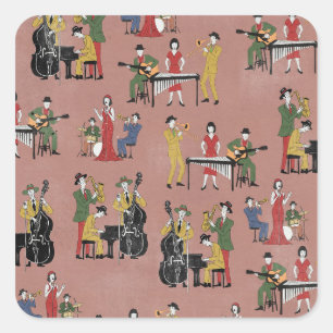 Vintage Jazz Band Square Sticker