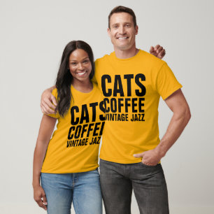 VINTAGE JAZZ, CATS COFFEE CAT T-shirts