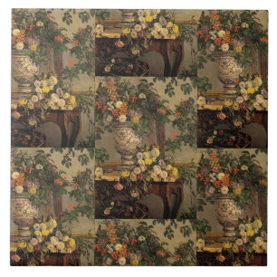 Vintage Jean Frederic Bazille Flowers Tile