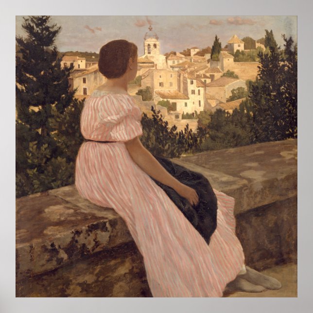 Vintage Jean Frederic Bazille The Pink Dress Poster (Front)