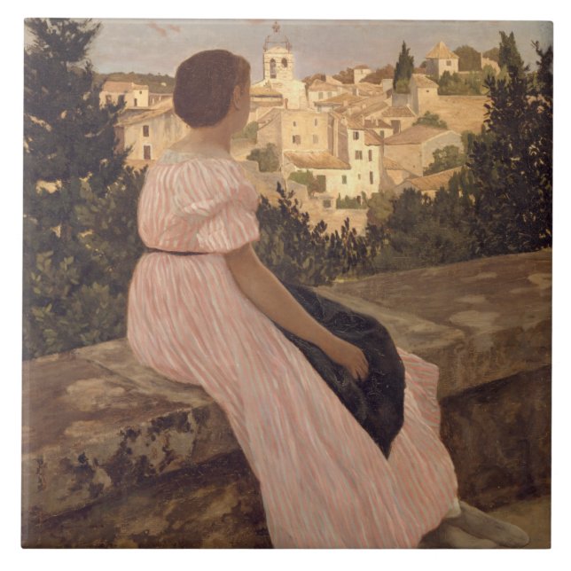 Vintage Jean Frederic Bazille The Pink Dress Tile (Front)