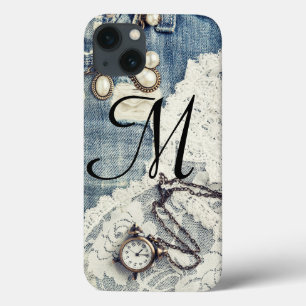 Vintage Jeans Victorian Lace Monogram IPAD Case