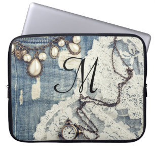 Vintage Jeans Victorian Monogram 15" Laptop Case