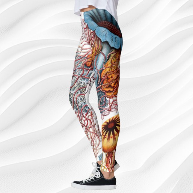 Vintage Jellyfish by Ernst Haeckel, Discomedusae Leggings (Vintage Jellyfish by Ernst Haeckel, Discomedusae Leggings)
