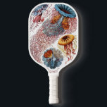 Vintage Jellyfish by Ernst Haeckel, Discomedusae Pickleball Paddle<br><div class="desc">Vintage illustration marine life biology design by Ernst Haeckel. A variety of colourful jellyfish animals swimming in the waters of the sea. Jelly fish are free swimming aquatic animals with an umbrella shaped body and long trailing tentacles. They can be found in all of the oceans and some in freshwater...</div>