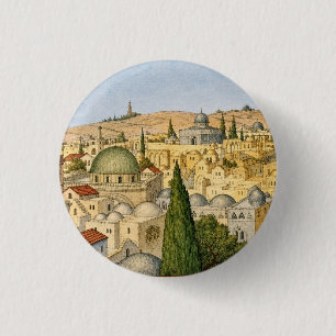 Vintage Jerusalem Panorama 3 Cm Round Badge