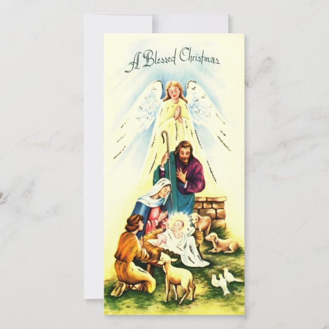 Vintage Jesus A Blessed Christmas Holiday Card (Front)
