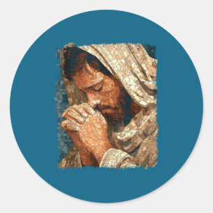Vintage jesus christ church stained glass tank classic round sticker
