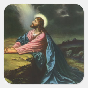 Vintage Jesus Christ Praying, Garden of Gethsemane Square Sticker