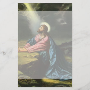 Vintage Jesus Christ Praying, Garden of Gethsemane Stationery