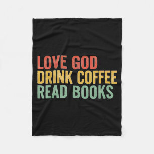 Vintage Jesus Christian Love God Drink Coffee Read Fleece Blanket