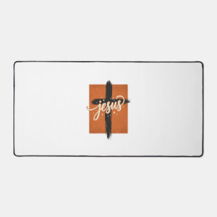Vintage Jesus Cross Christian Shirt Design_1 Desk Mat