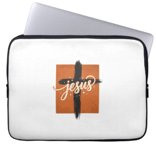 Vintage Jesus Cross Christian Shirt Design_1 Laptop Sleeve